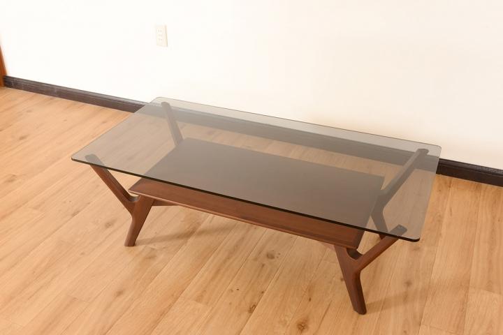 ウォールナットのガラス ローテーブル[ltb002] – 府中家具の館