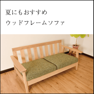 ウッドフレームソファ（掃除しやすく合わせやすい）