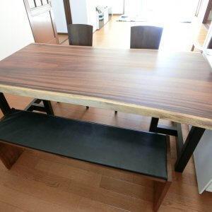 納品事例　福山市T様邸（一枚板、ダイニングテーブル、チェア）