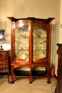 アンティーク家具 アールヌーボーリーディドキャビネッド 1880年代（修復済み）完売です