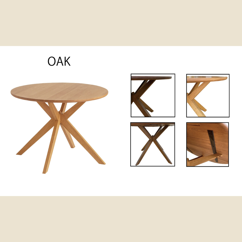 クロス脚と無垢ラウンドテーブル<br>〔tb088〕
