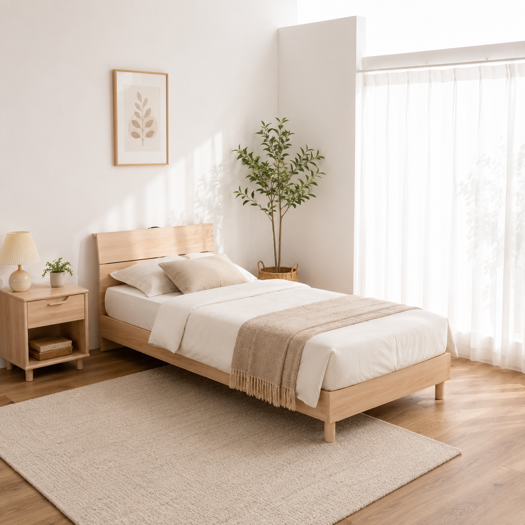 限定5台！ マットレス付きシングルベッド<br>【シングル】<br>〔bed277〕