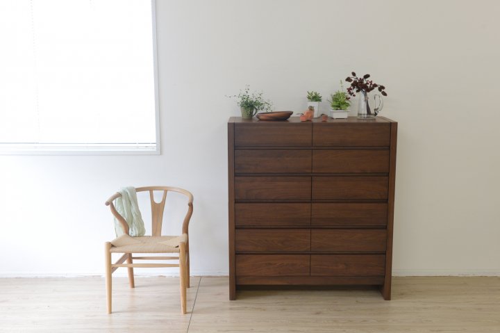 ウォールナット6段 ハイチェスト〔cst006〕 – 府中家具の館