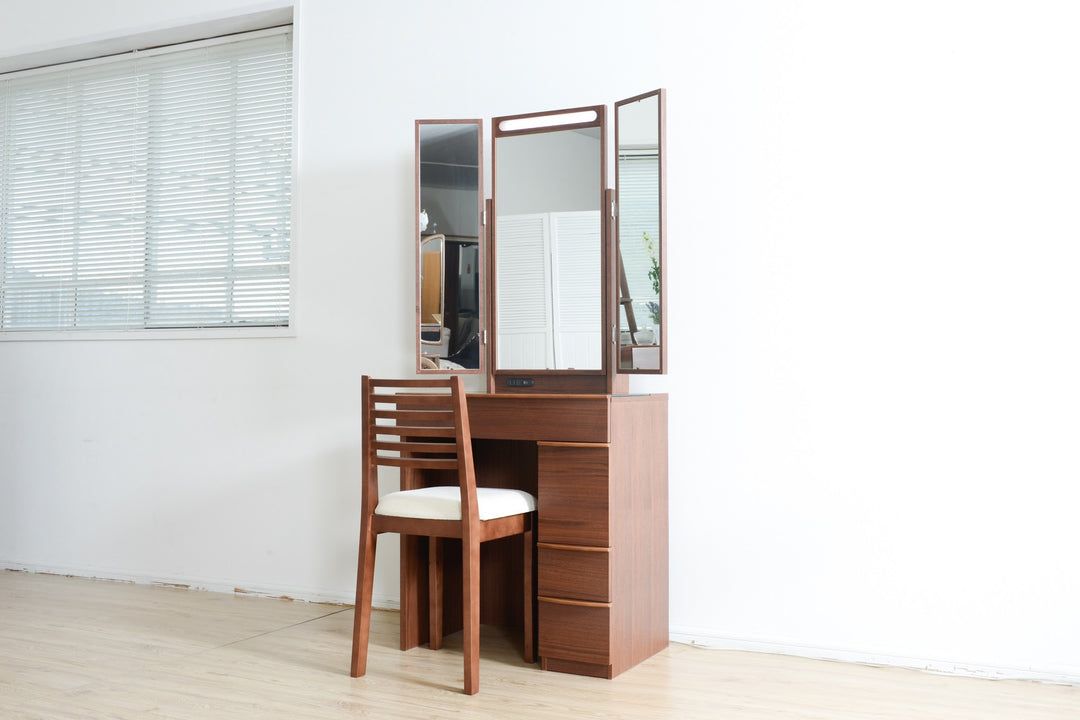 ウォールナットの半三面鏡ドレッサー〔dr005〕 – 府中家具の館